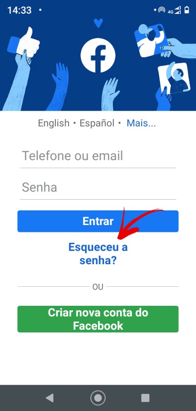 esqueceu a senha do Facebook?