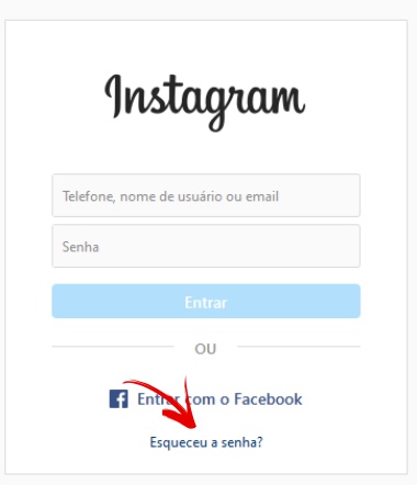 esqueceu senha do instagram